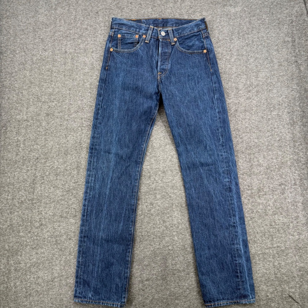 Levis 501 Original Fit Dark Wash Straight Leg Jeans Indigo W28 Button fly slim